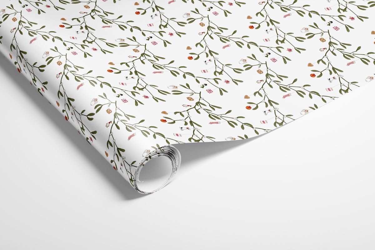 Gavepapir 10m/rll, H70cm x L10cm, hvid m/motiver