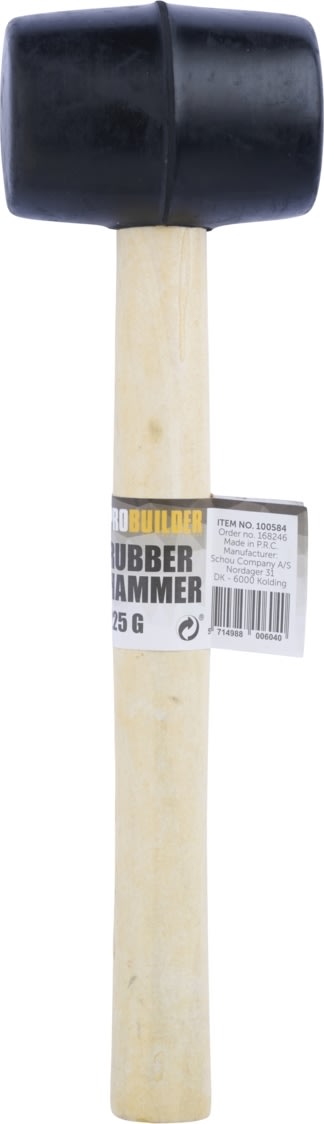 Probuilder Gummihammer, træ/sort, 225g.