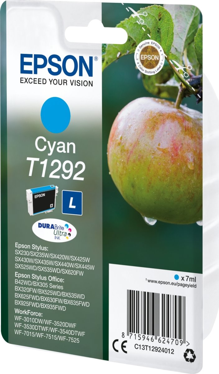 Epson nr.T1292/C13T12924012 blækpatron, blå, 440s