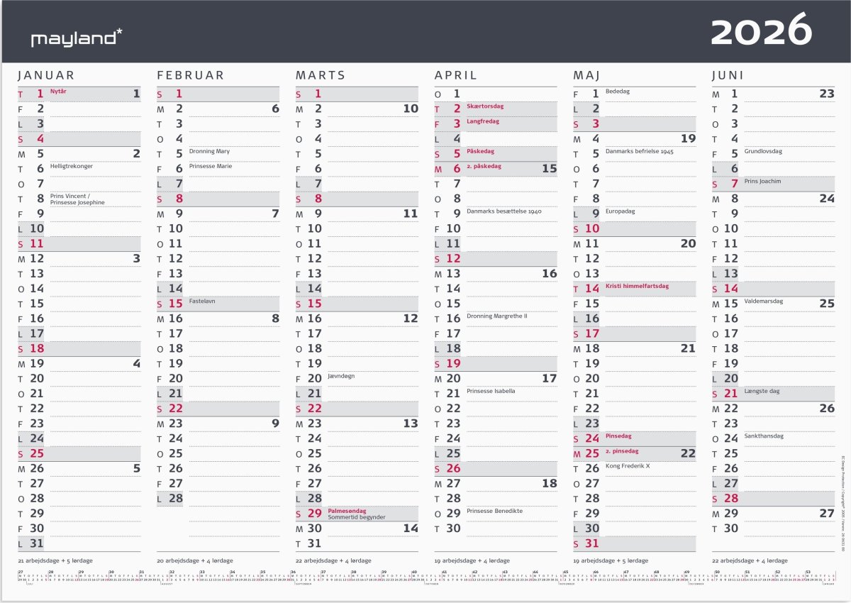 Mayland 2026 Kontorkalender Moderne, A3