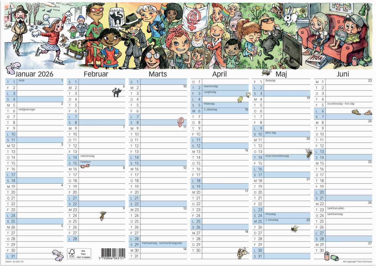 Mayland 2026 Vægkalender m. illustration