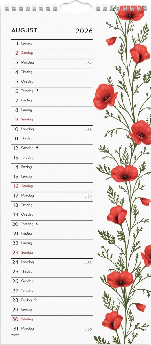 Mayland 2026 Vægkalender Blomster