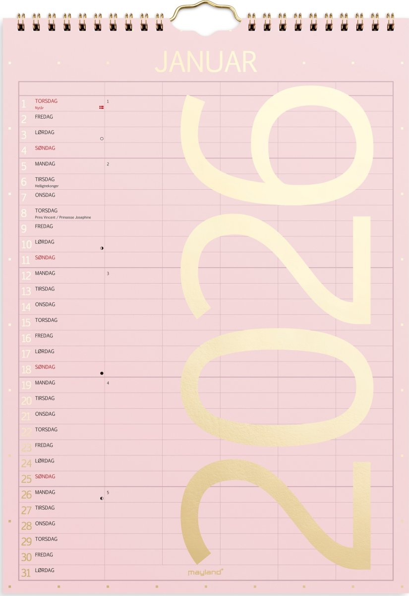 Mayland 2026 Familiekalender Color, lille