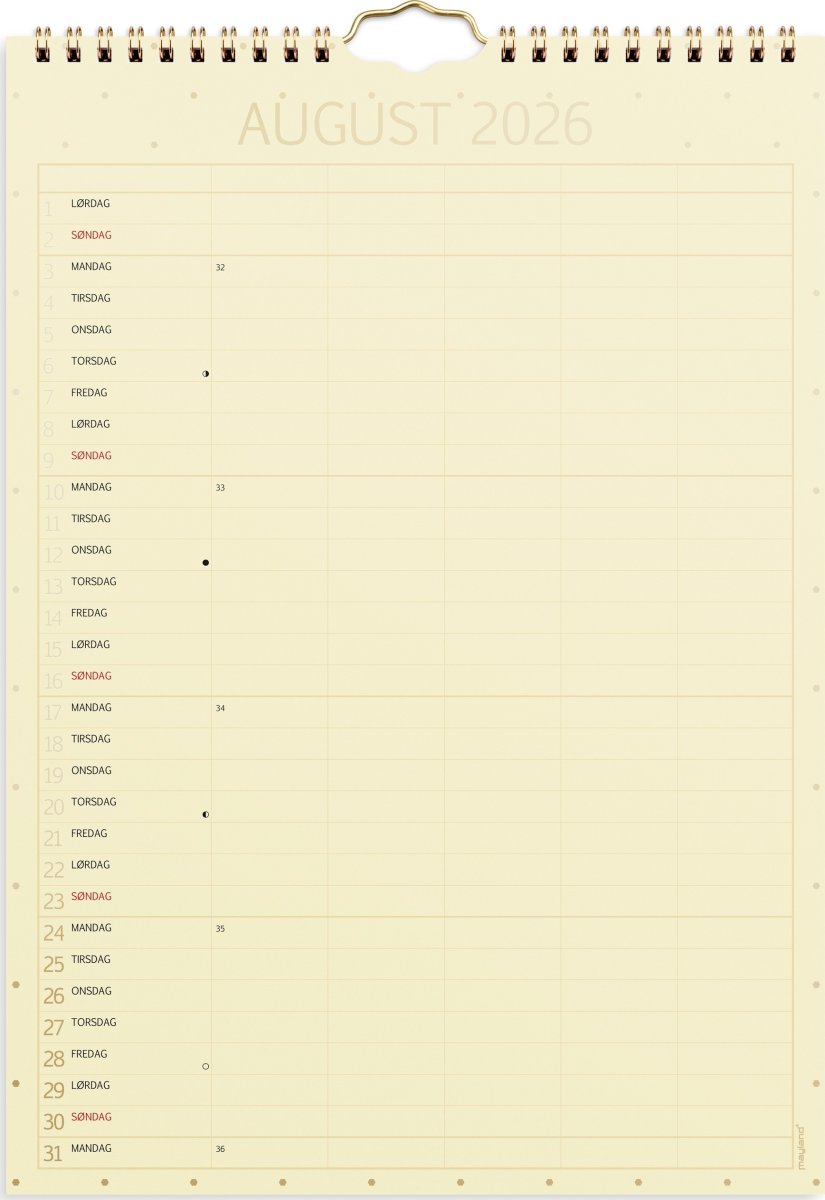 Mayland 2026 Familiekalender Color, lille
