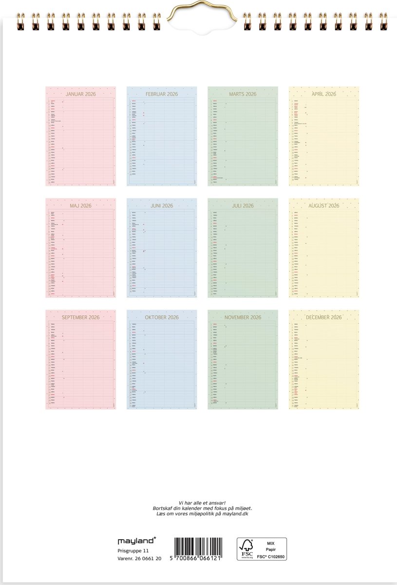 Mayland 2026 Familiekalender Color, lille