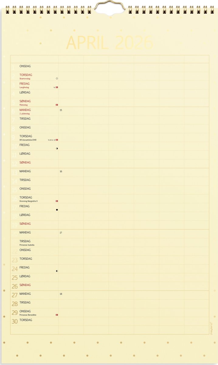 Mayland 2026 Familiekalender Color, stor