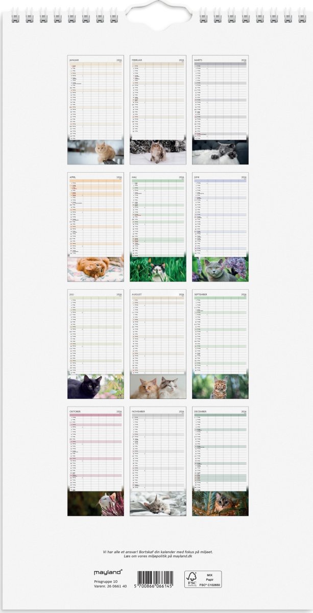 Mayland 2026 Familiekalender Katte