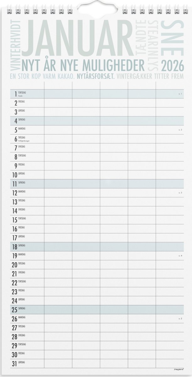 Mayland 2026 Familiekalender TrendArt