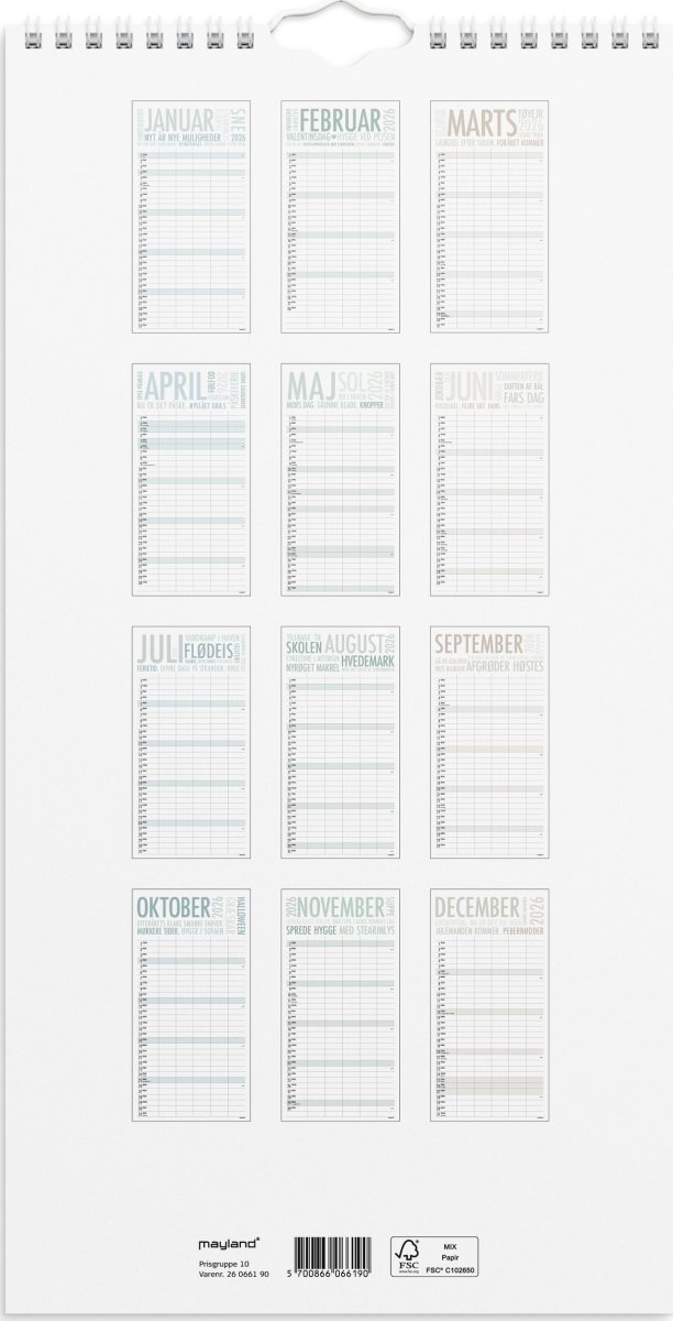 Mayland 2026 Familiekalender TrendArt