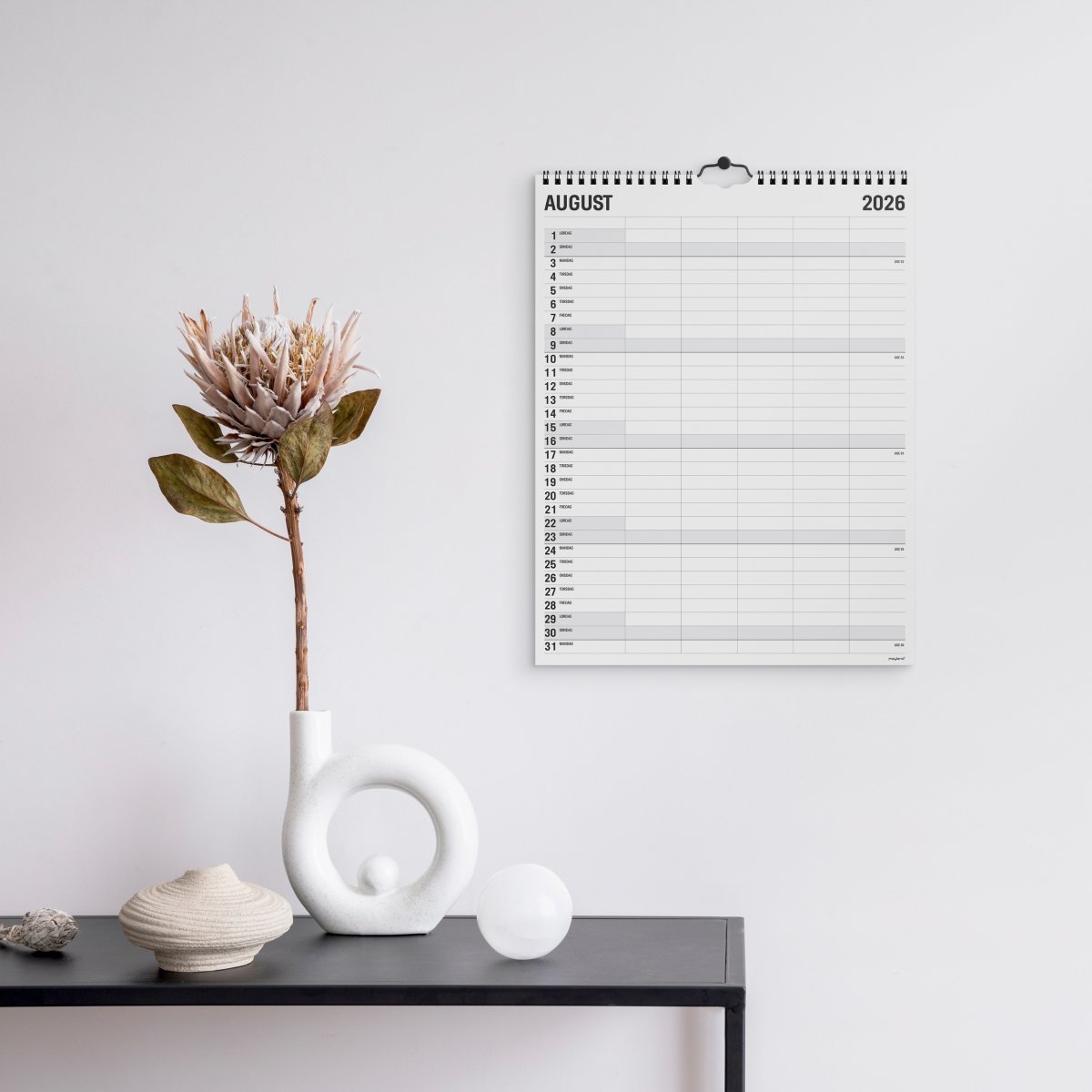 Mayland 2026 Familiekalender Black & White, 5 kol.