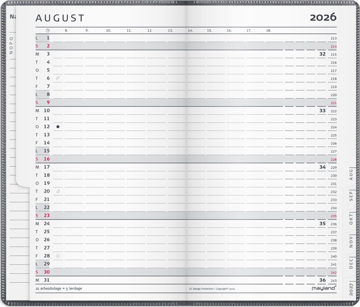Mayland 2026 Index Planner Mini, plast, grå
