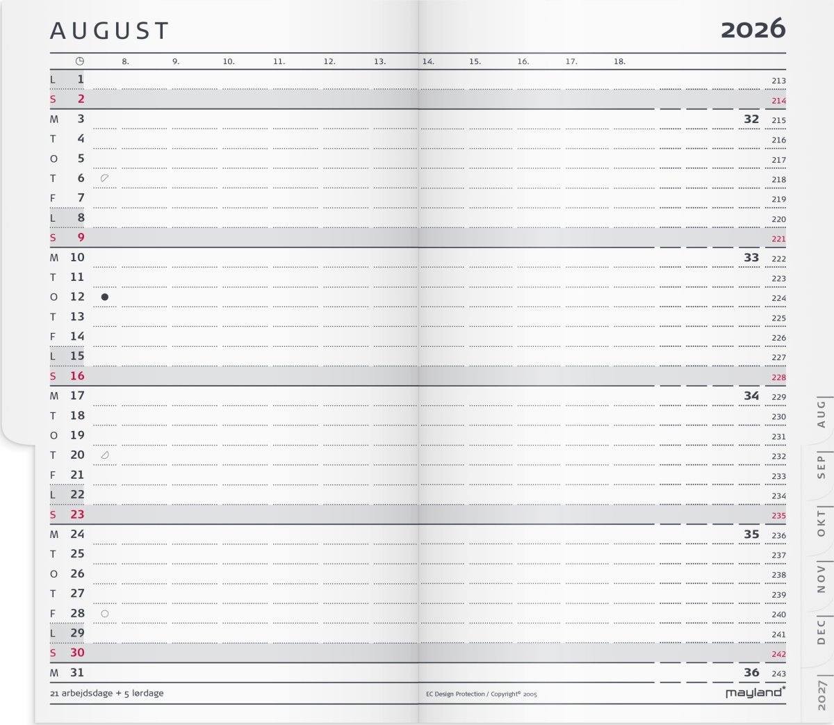 Mayland 2026 Index Planner Mini, refill