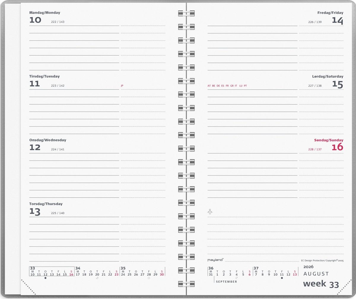 Mayland 2026 Week Planner International, vinyl