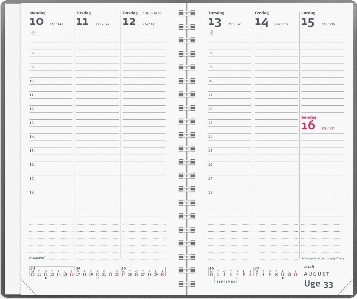 Mayland 2026 Week Planner, vinyl, grå