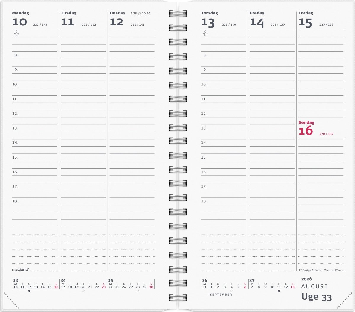 Mayland 2026 Week Planner, 4 ill.
