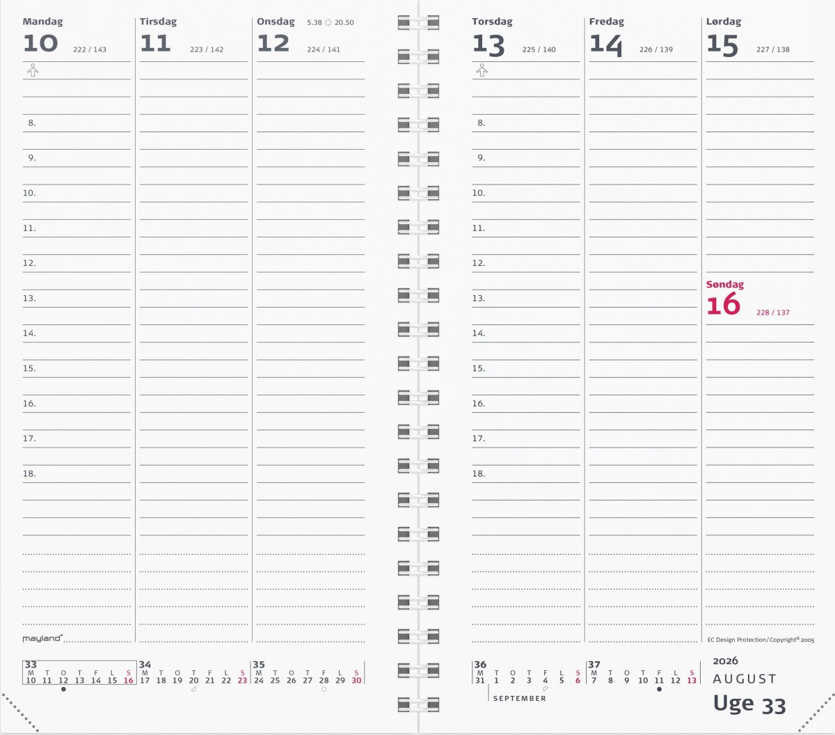 Mayland 2026 Week Planner, refill