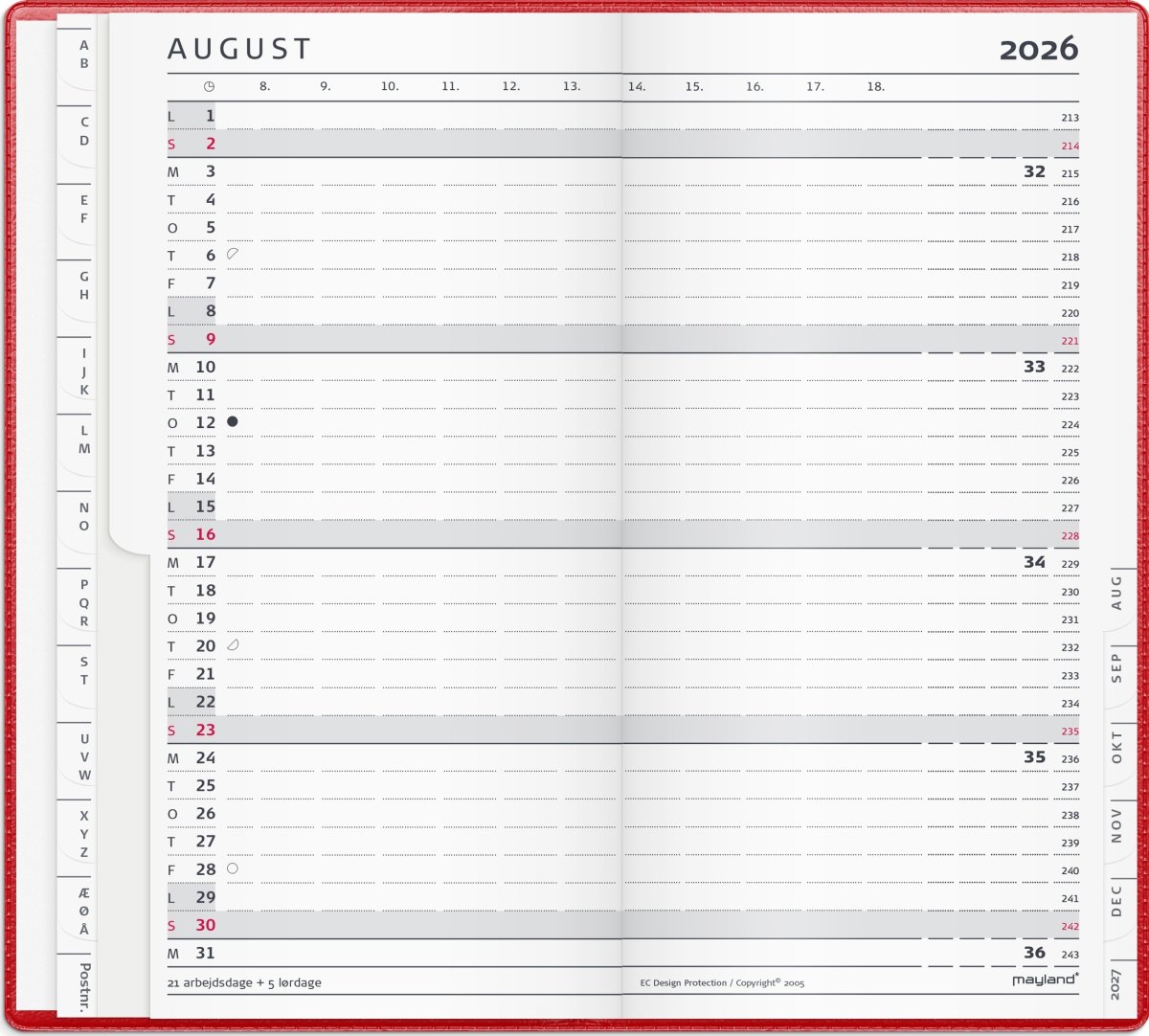 Mayland 2026 Index Planner, vinyl, rød