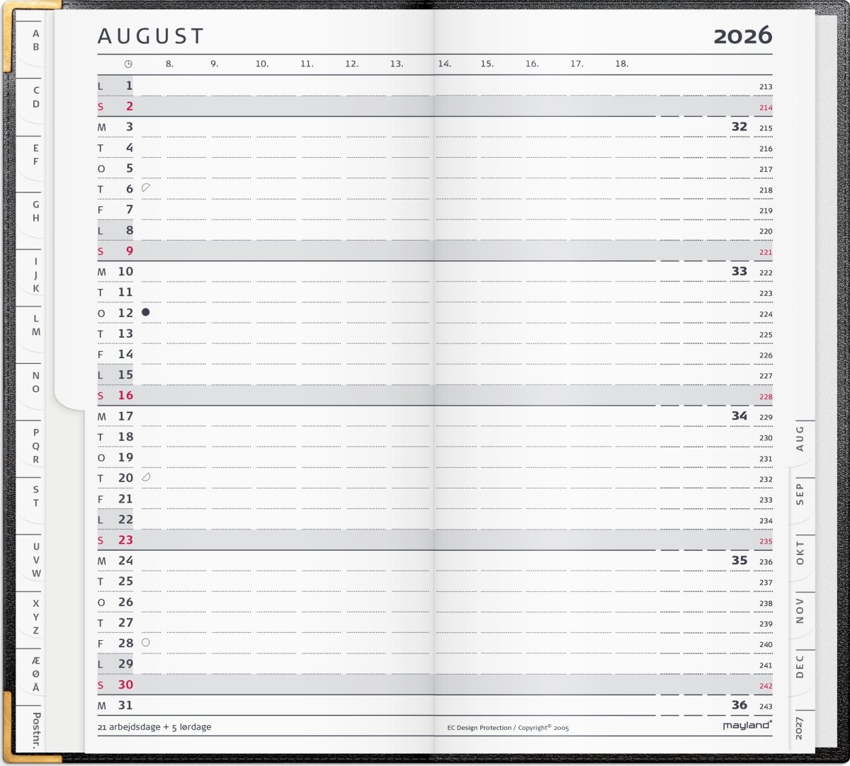 Mayland 2026 Index Planner, skind