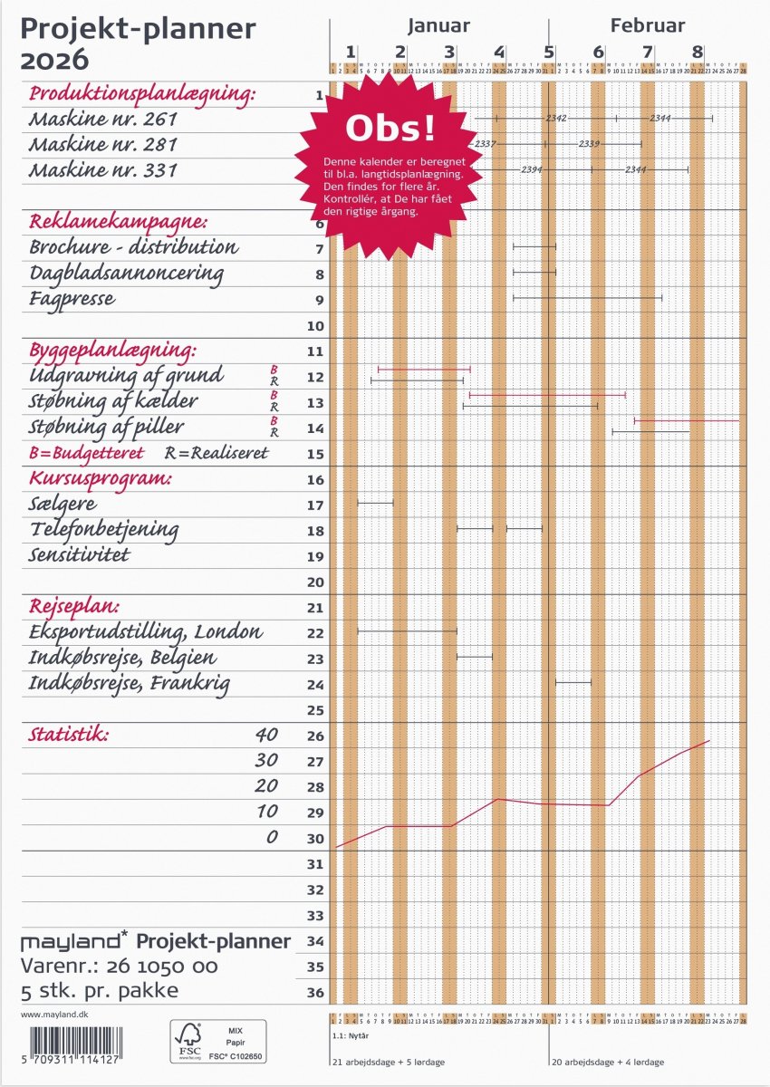 Mayland 2026 Projekt Planner, brun