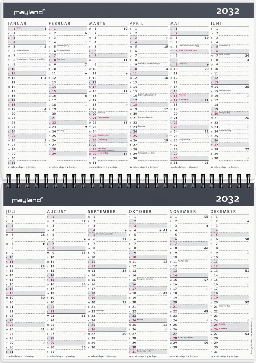 Mayland 2026 Kalender, 10-årskalender