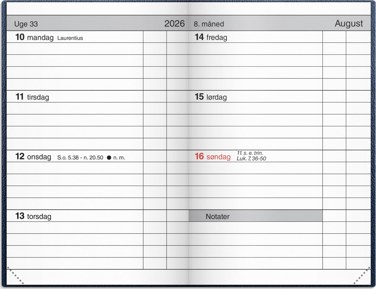 Mayland 2026 Lommekalender, kunstskind, blå