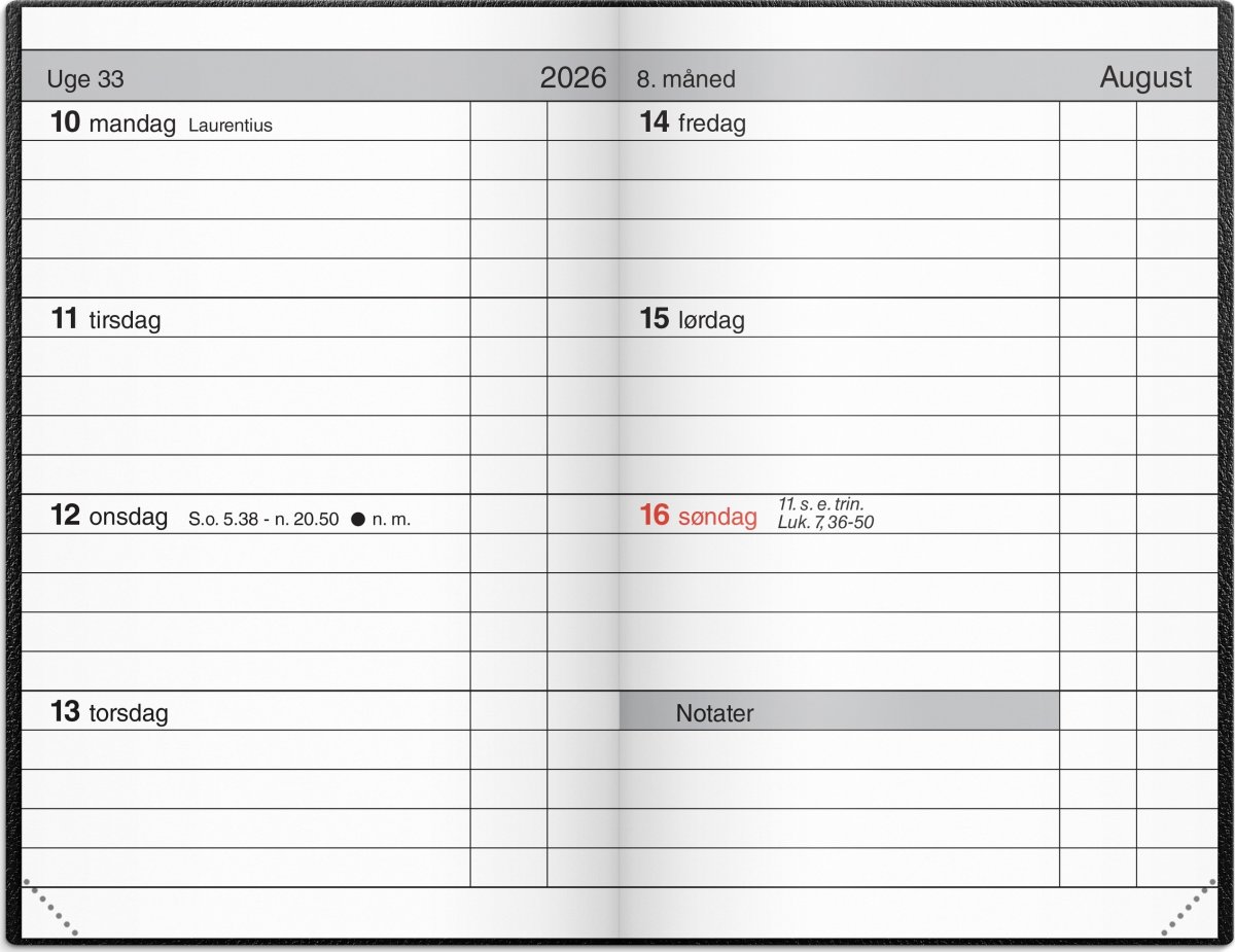 Mayland 2026 Lommekalender, kunstskind, sort