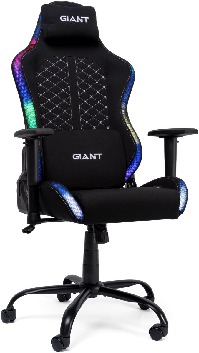 GIANT Gamerstol, RGB lys, sort