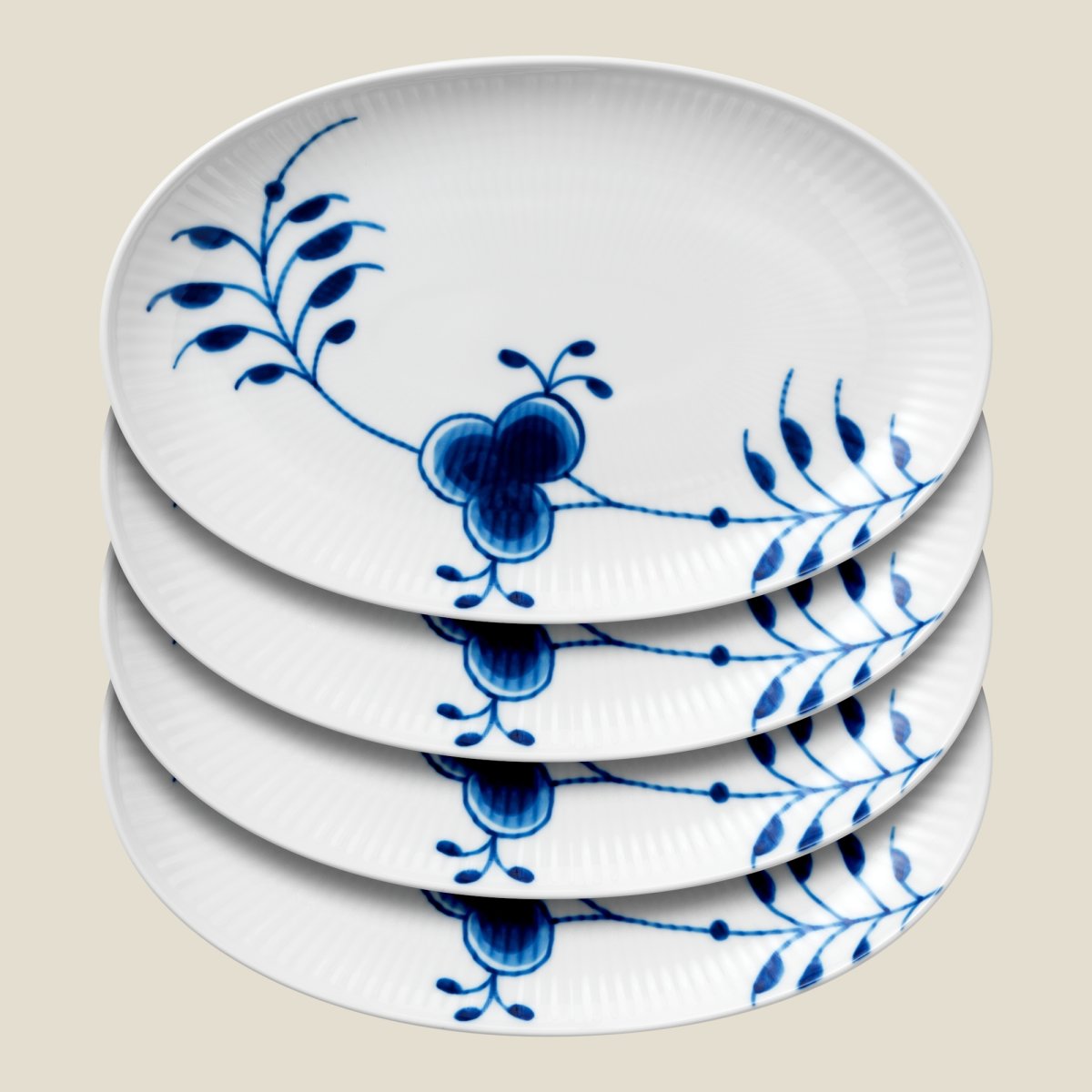 Royal Copenhagen Blå Mega Asiet, 23 cm, 4 stk.