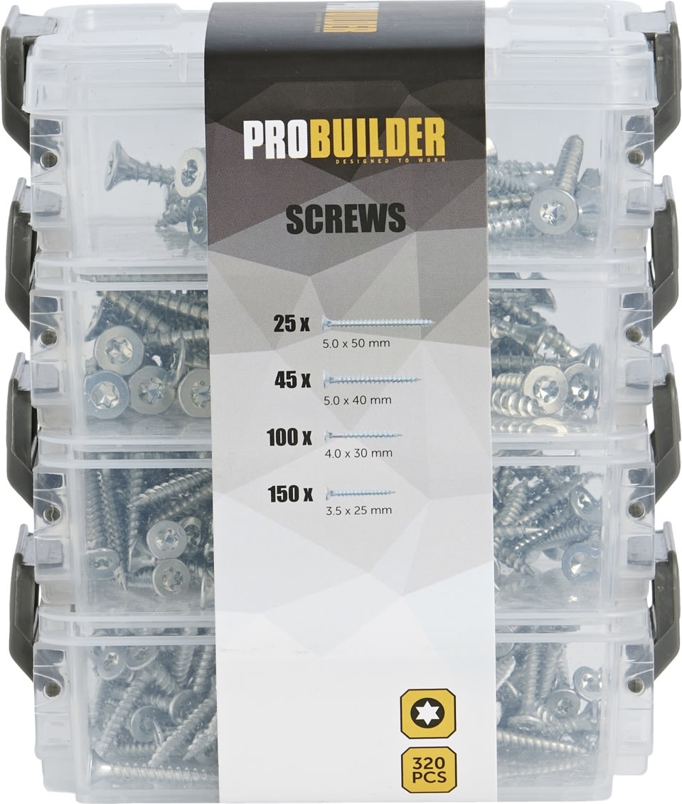 Probuilder Spånpladeskruesæt 320 dele
