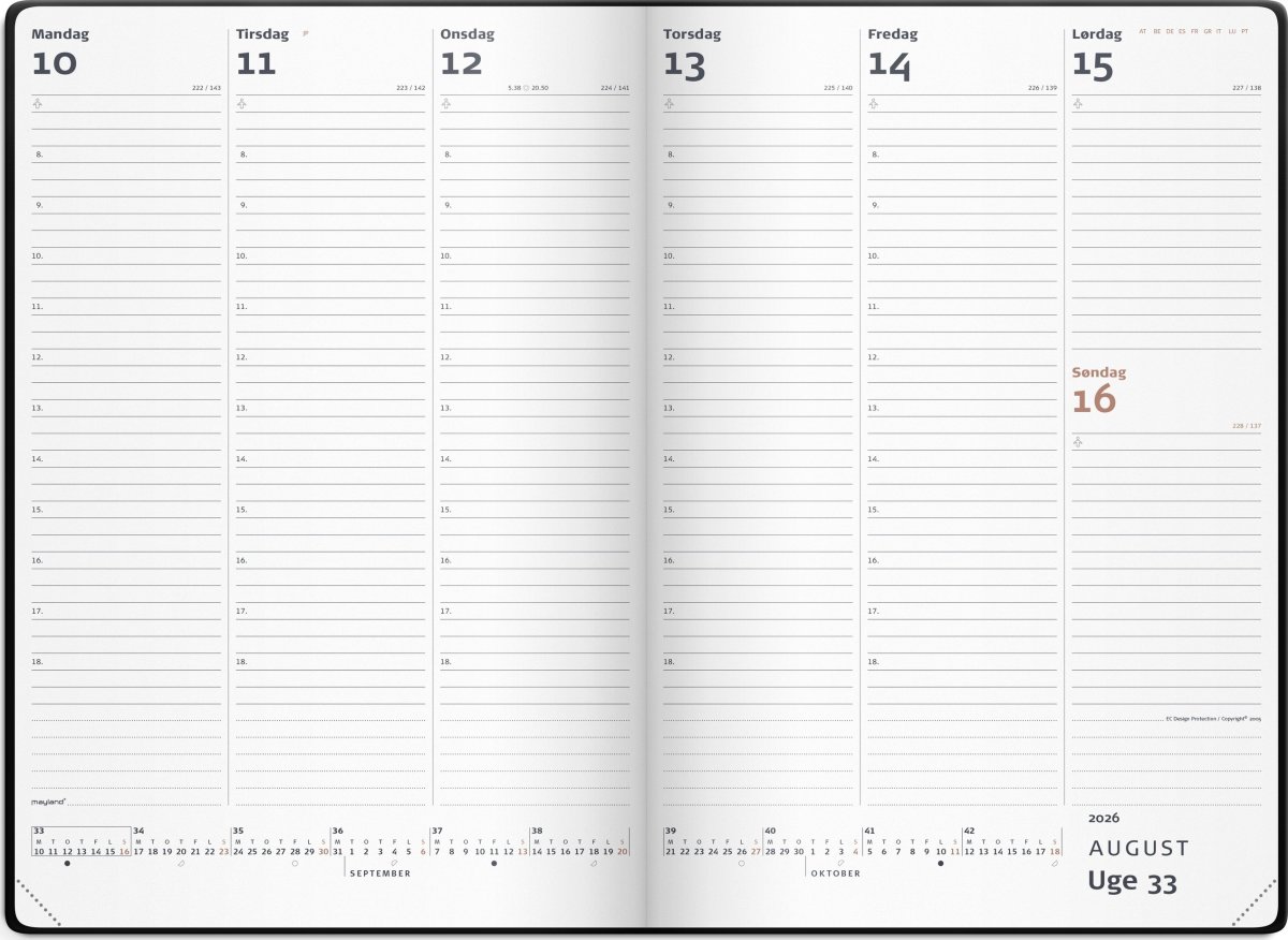 Mayland 2026 Diplomat Ugekalender, vinyl, sort