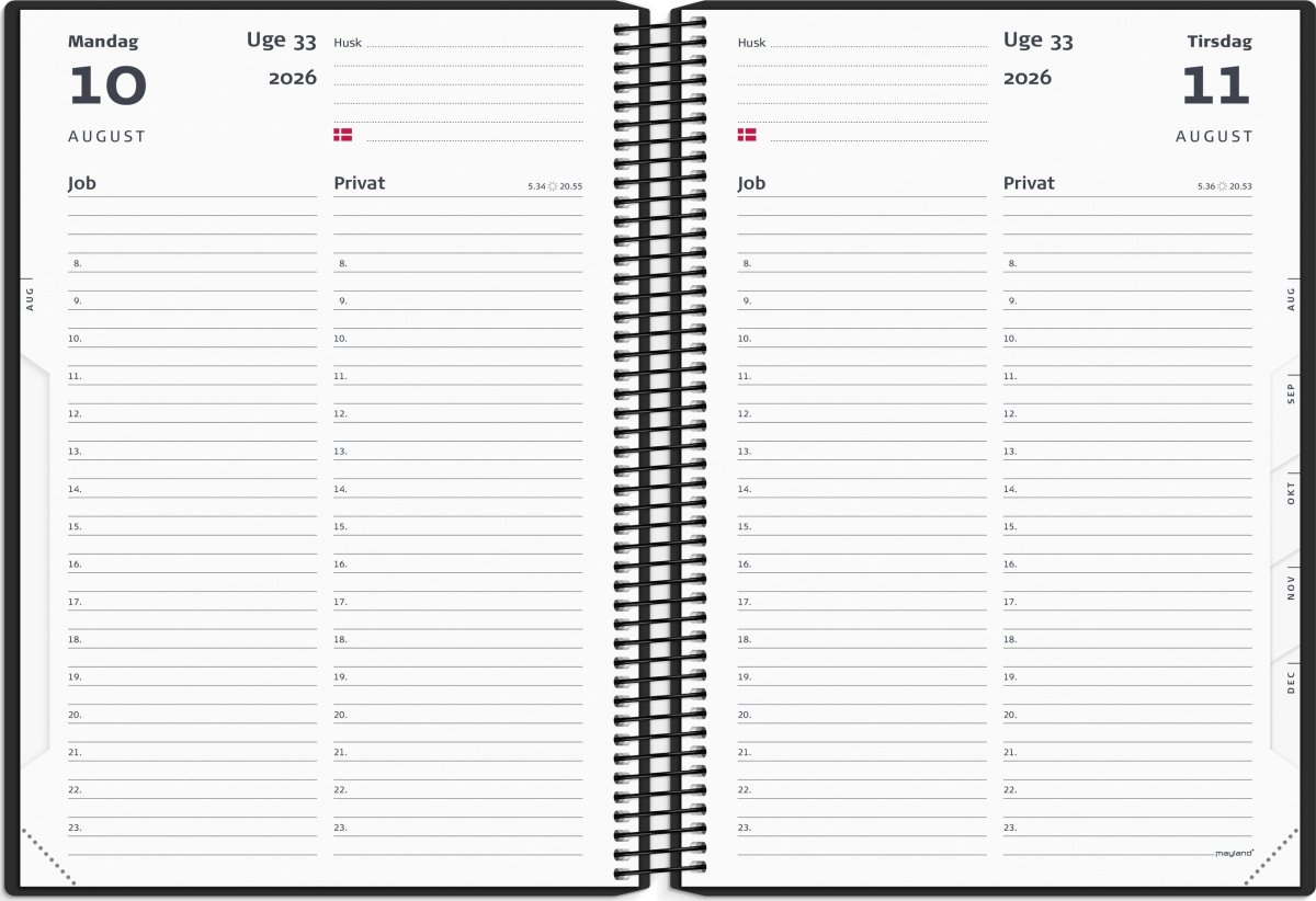 Mayland 2026 Job/Privat Dagkalender