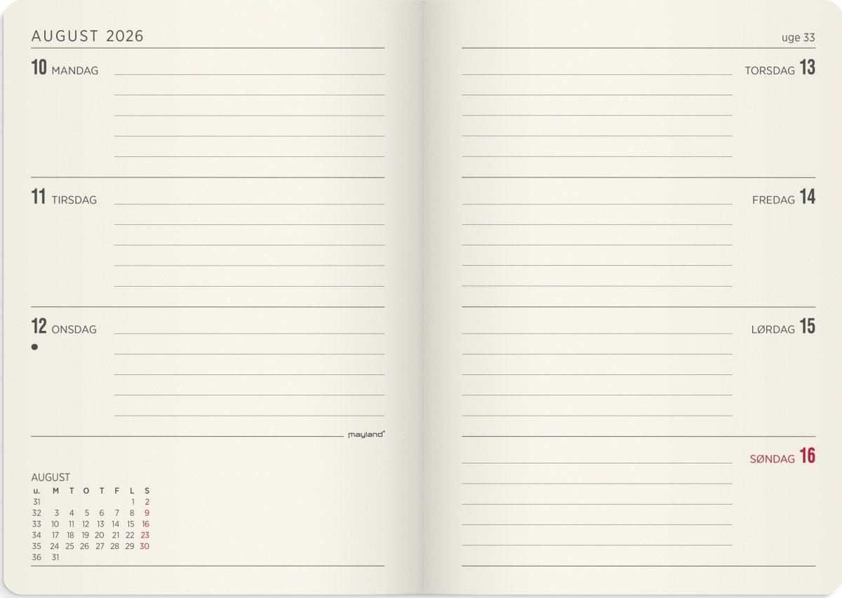 Mayland 2026 Forma Deluxe Ugekalender, A6, sort