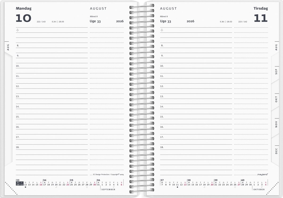 Mayland 2026 Dagkalender, plast, 4 ill.