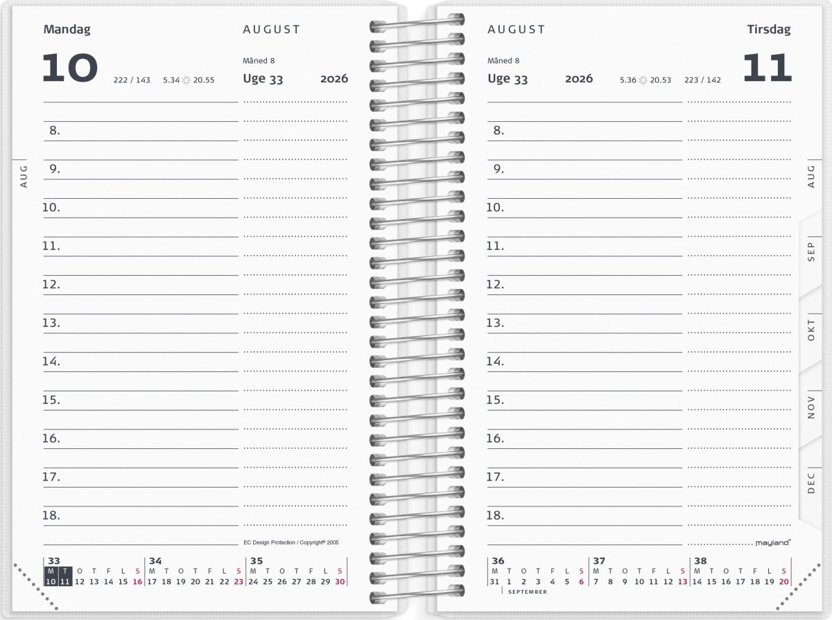 Mayland 2026 Mini Dagkalender, plast, 4 ill.
