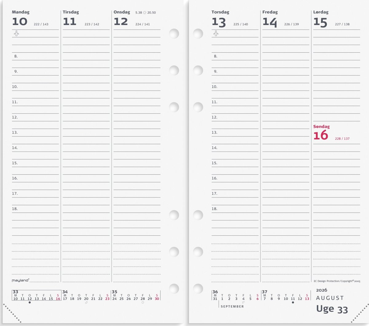 Mayland 2026 System PP Ugekalender, skind, brun