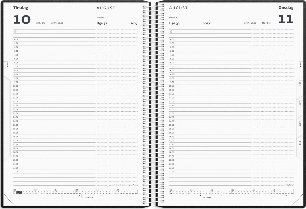 Mayland 2027 Timekalender, plast, blå