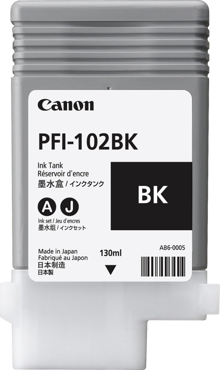 Canon PFI-102BK blækpatron, sort, 130 ml