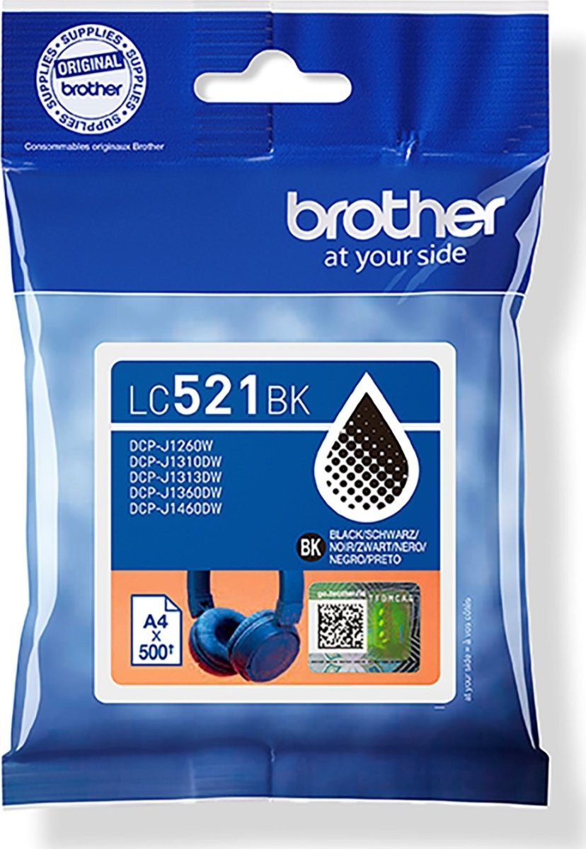 Brother LC521BK blækpatron, sort
