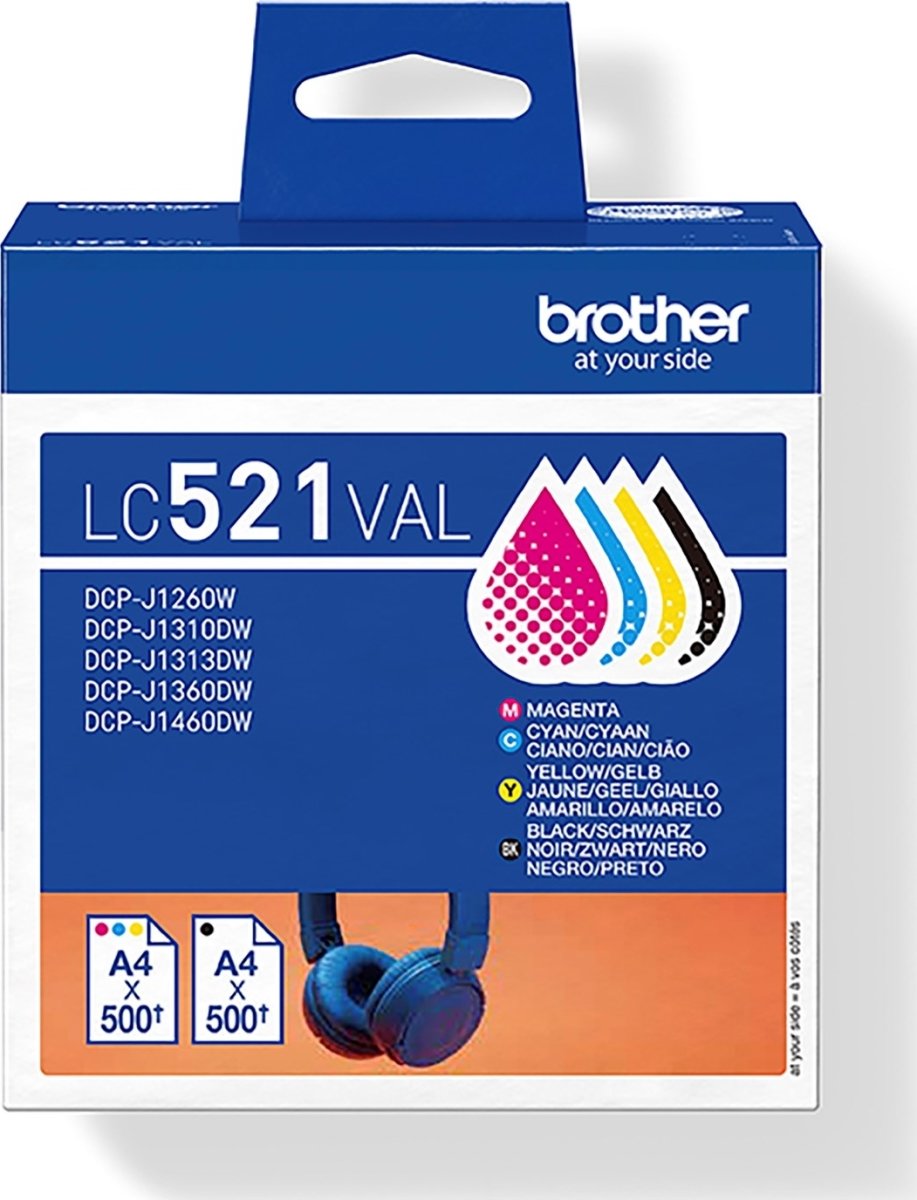Brother LC521VAL multi-pakke blækpatroner, CMYK