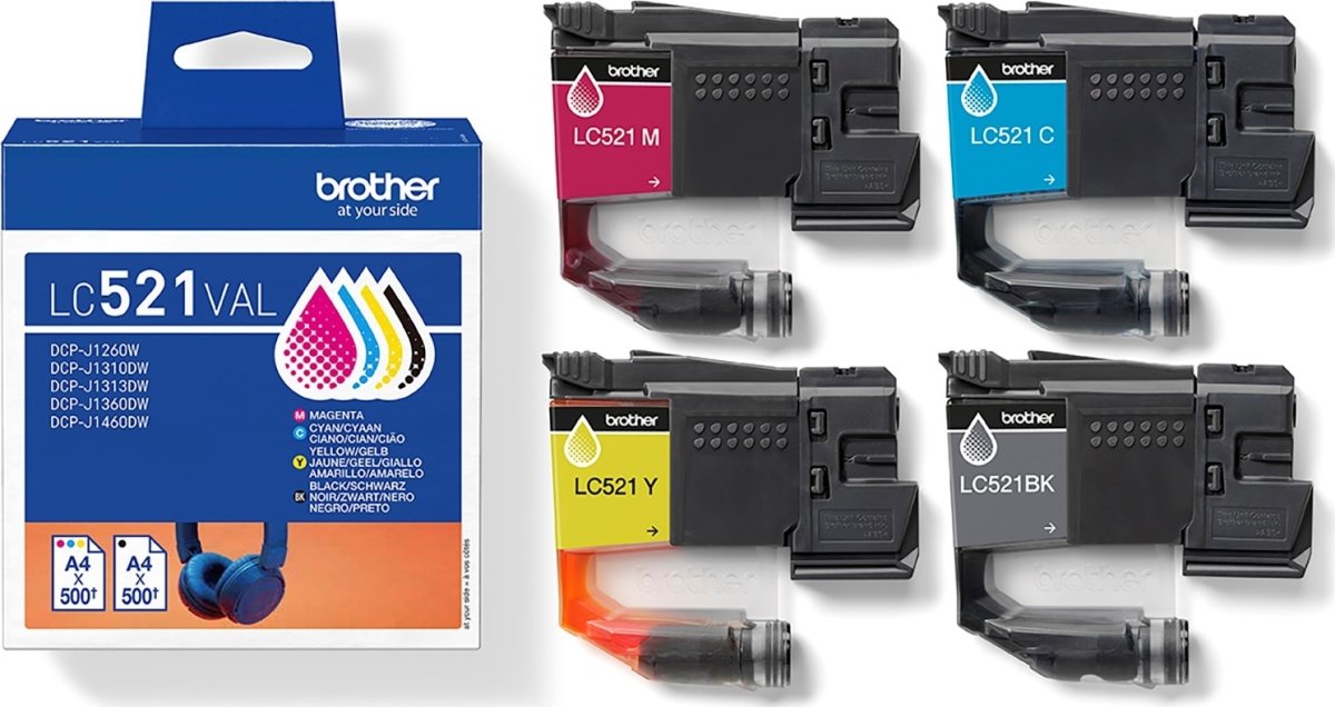 Brother LC521VAL multi-pakke blækpatroner, CMYK