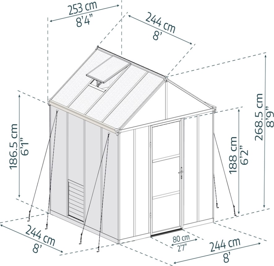 Palram Canopia Glory Drivhus, 6,2 m2, grå