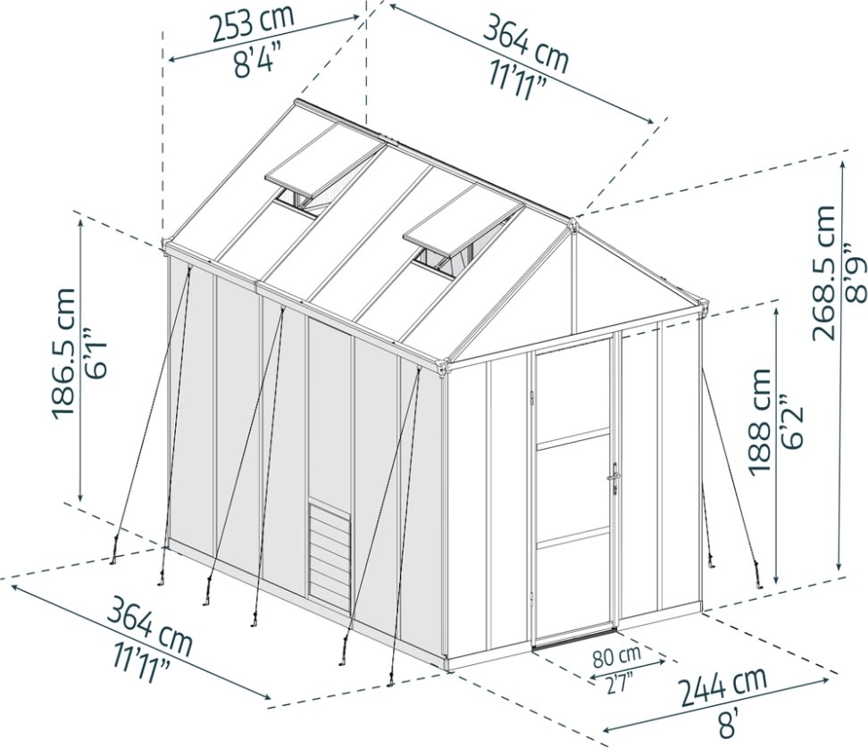 Palram Canopia Glory Drivhus, 9,2 m2, grå