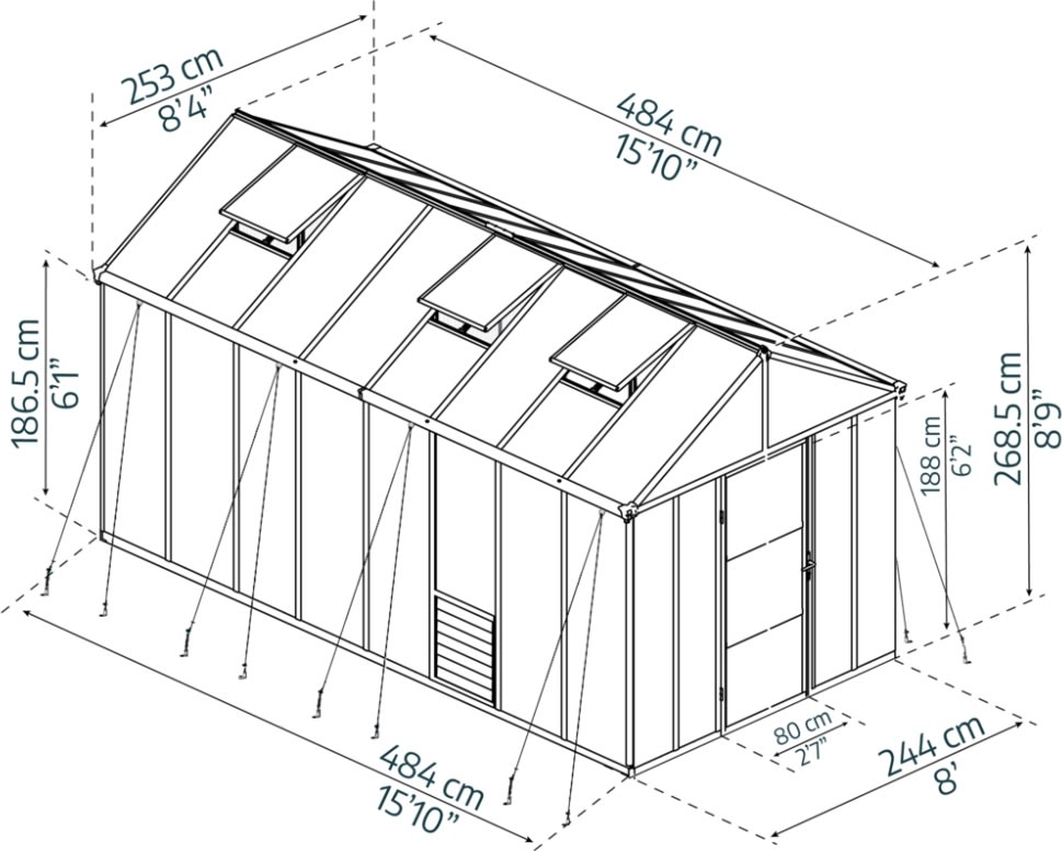 Palram Canopia Glory Drivhus, 12,2 m2, grå