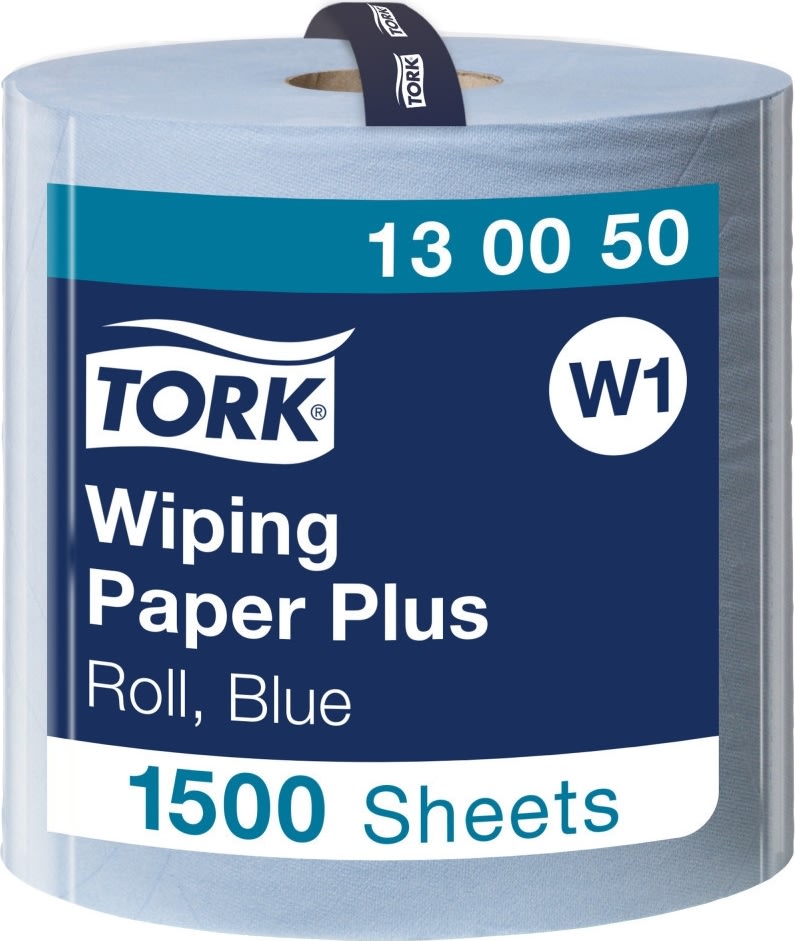 Tork W1 Plus Aftørringspapir, Blå, 2-lag, 1 rl