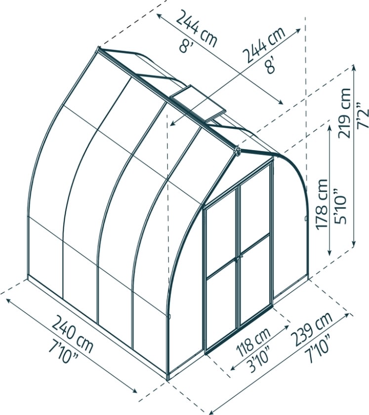 Palram Canopia Bella Drivhus, 6 m2, sølv