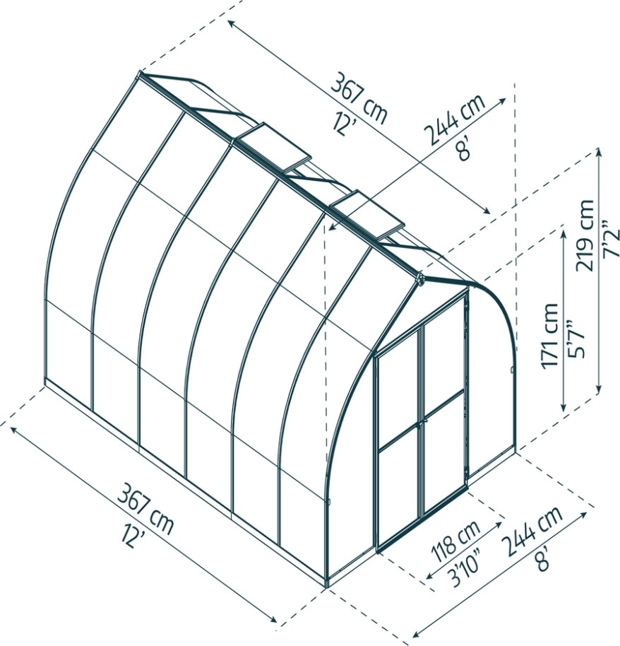 Palram Canopia Bella Drivhus, 9 m2, sølv