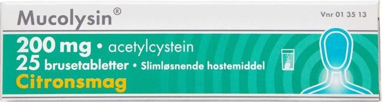 Mucolysin Brusetabletter, 200 mg, 25 stk.