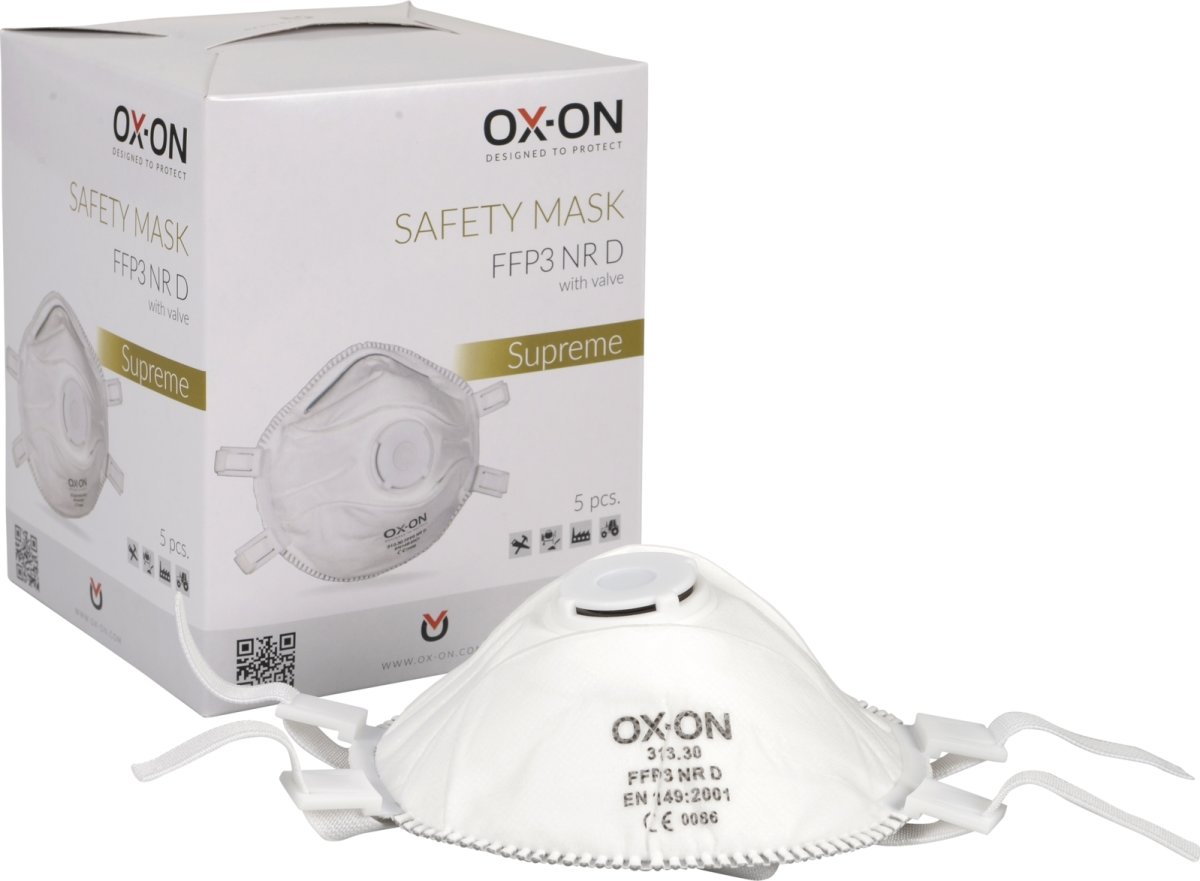 OX-ON Støvmaske Supreme FFP3 NR D m/ventil, 5 stk.
