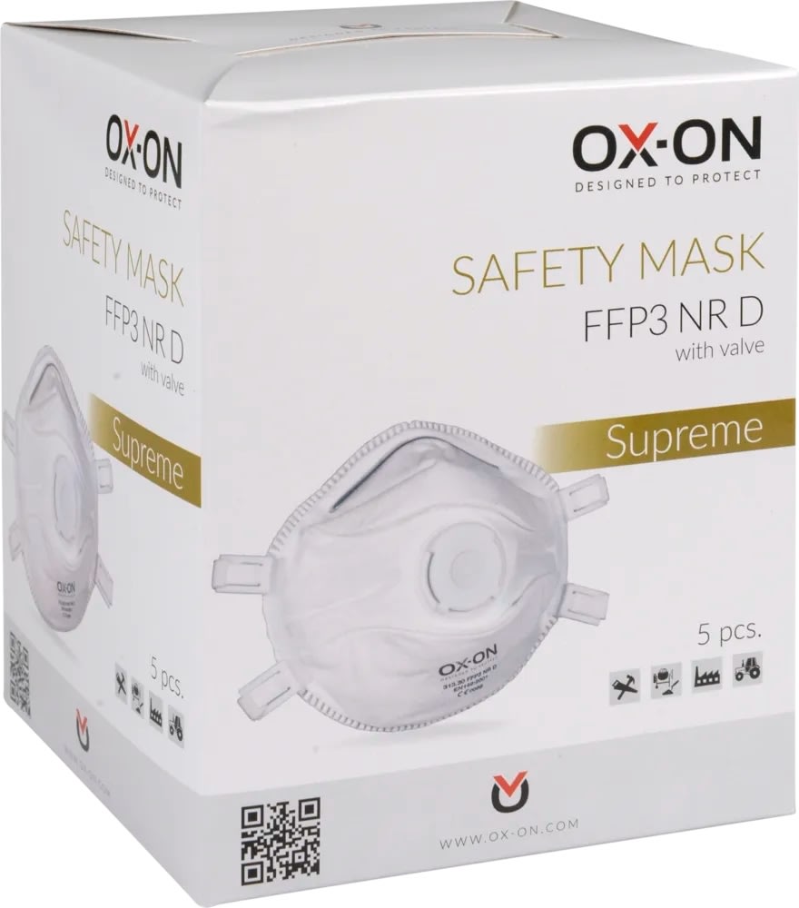 OX-ON Støvmaske Supreme FFP3 NR D m/ventil, 5 stk.