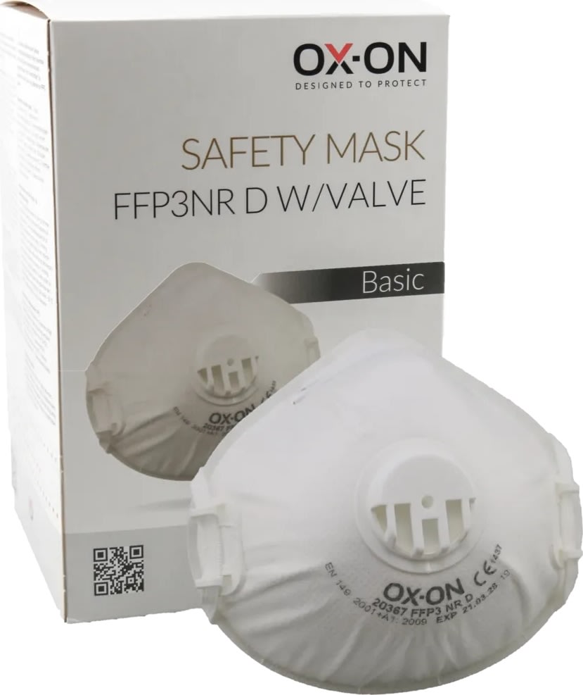 OX-ON Støvmaske Basic FFP3 NR D m/ventil, 10 stk.